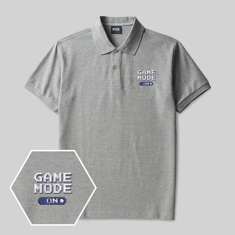 Game Mode On Geek Embroidered Polo Shirt