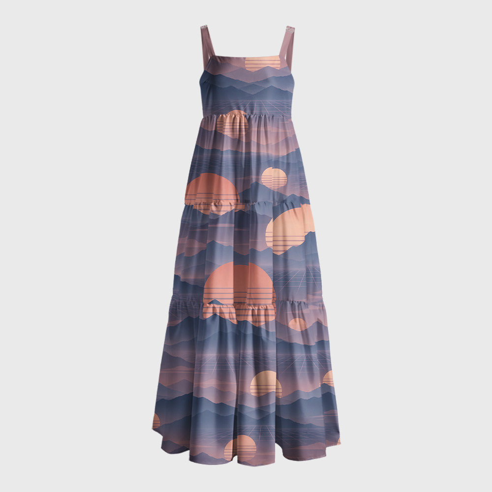Misty Horizon Geek Tiered Cami Maxi Dress
