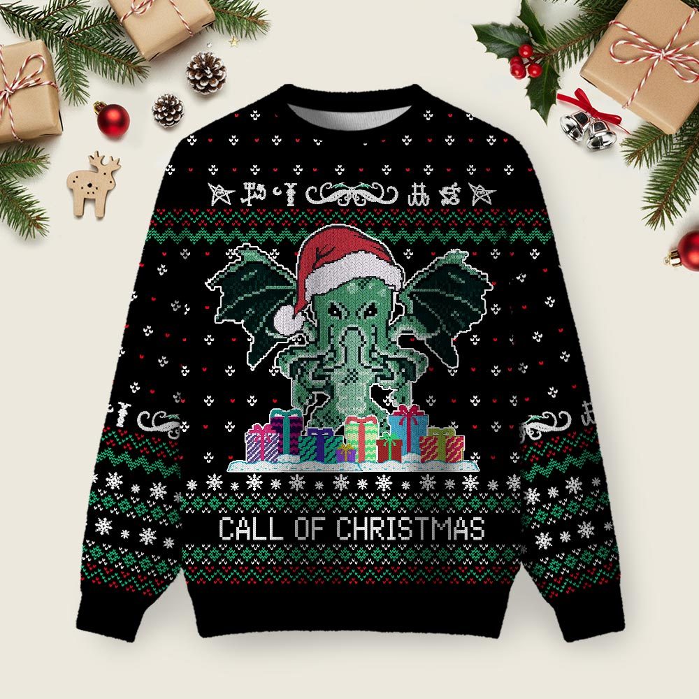 Call of Christmas Black Ugly Christmas Fuzzy Fleece Sweatshirt