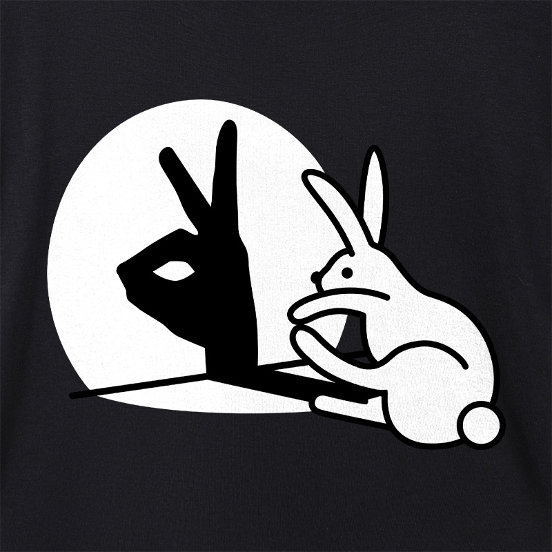 Rabbit Hand Shadow Funny Geek Dolman Sleeve V-Neck Shirt