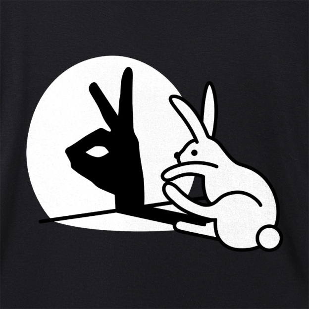 Rabbit Hand Shadow Funny Geek Dolman Sleeve V-Neck Shirt