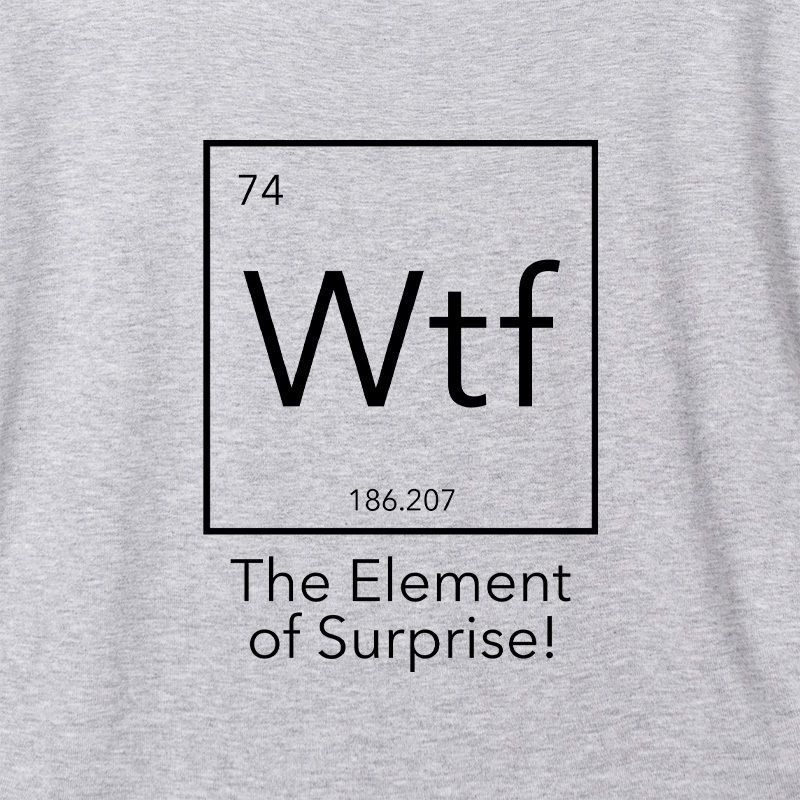 Wtf - The Element of Surprise Funny Science Geek Dolman Sleeve V-Neck Shirt