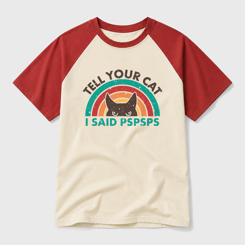 Tell Your Cat Top Retro Cat Rainbow Geek Retro Raglan T-Shirt