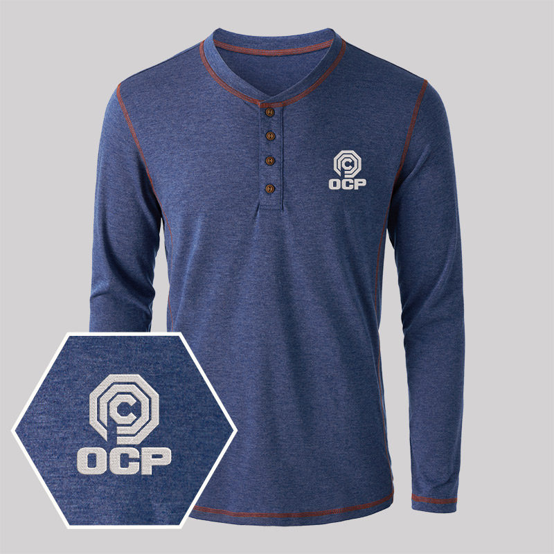OCP Embroidered Long Sleeve Henley Shirts