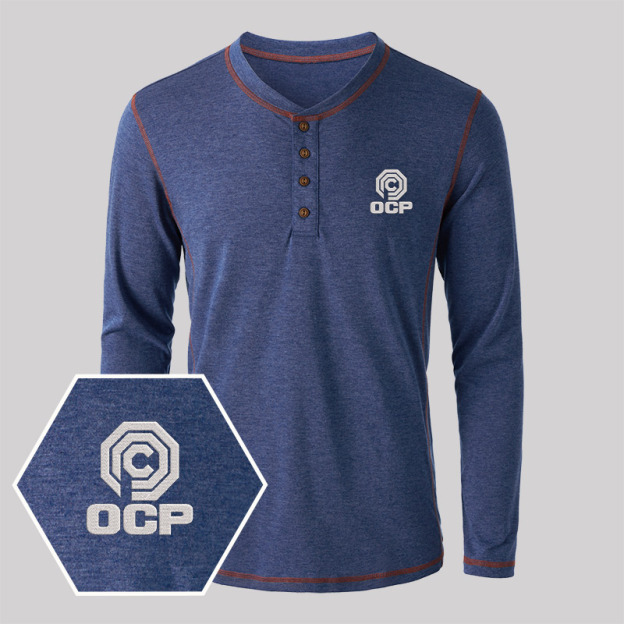 OCP Embroidered Long Sleeve Henley Shirts