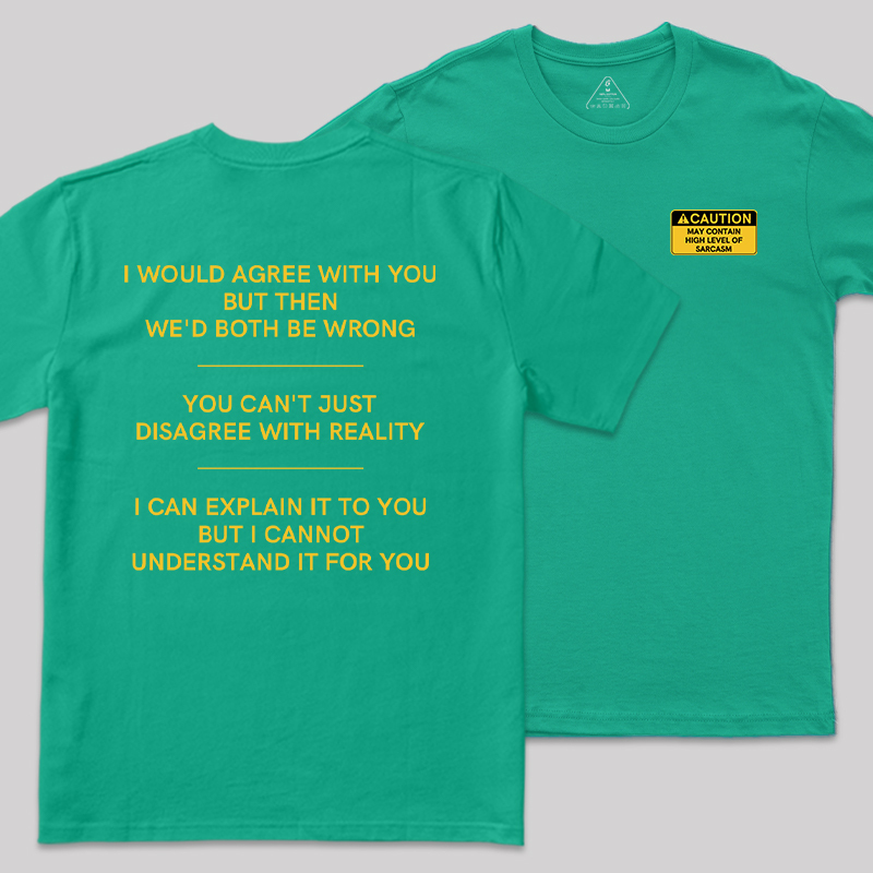 The Sarcasm Warning Front and Back Printed Geek T-Shirt