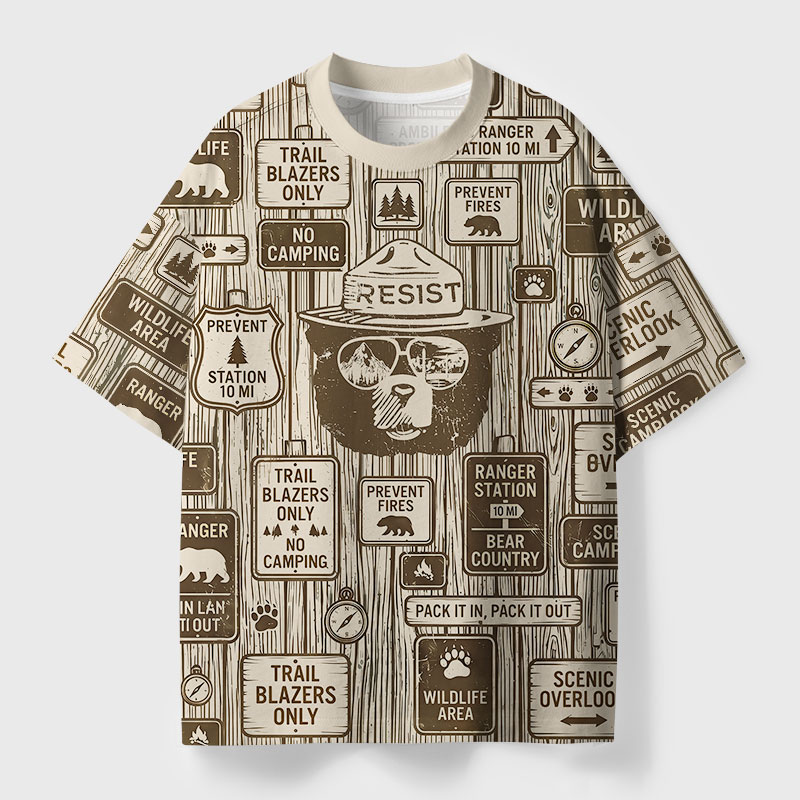 Eco Conservation Hiker Geek Eco Oversized Graphic Tees