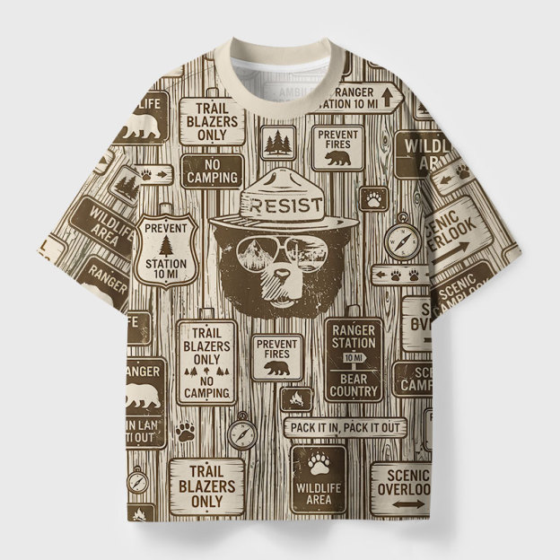 Eco Conservation Hiker Geek Eco Oversized Graphic Tees