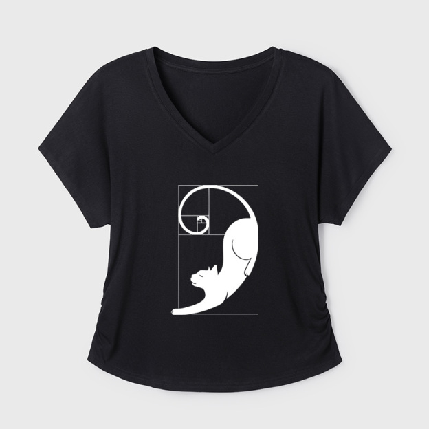 Fibonacci Kitty Geek Dolman Sleeve V-Neck Shirt