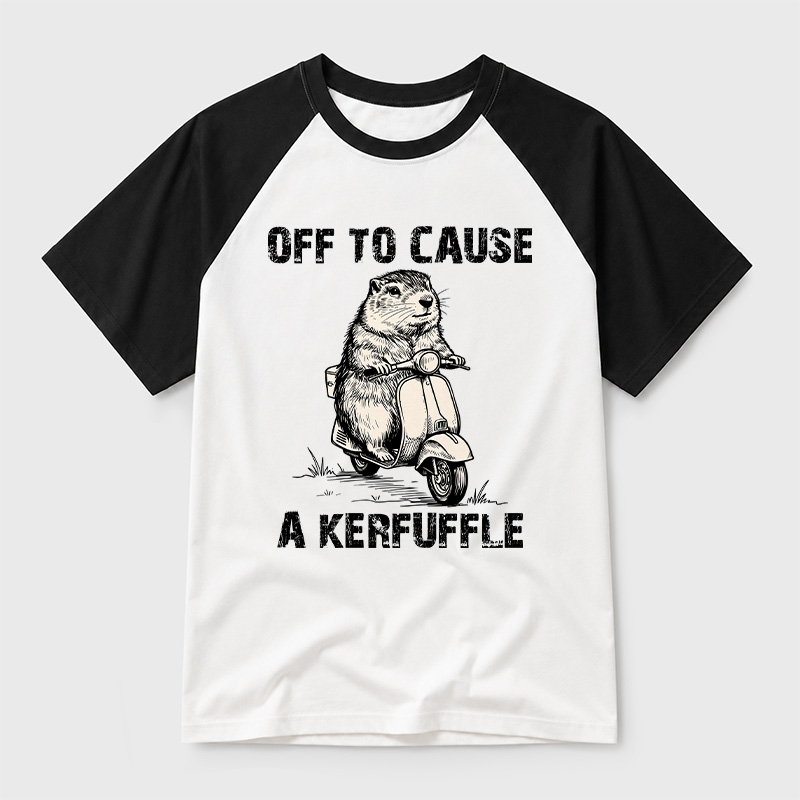 Off To Cause A Kerfuffle Geek Retro Raglan T-Shirt