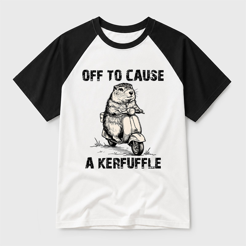Off To Cause A Kerfuffle Geek Retro Raglan T-Shirt