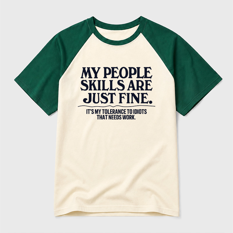 People Skills Fine Edition Geek Retro Raglan T-Shirt