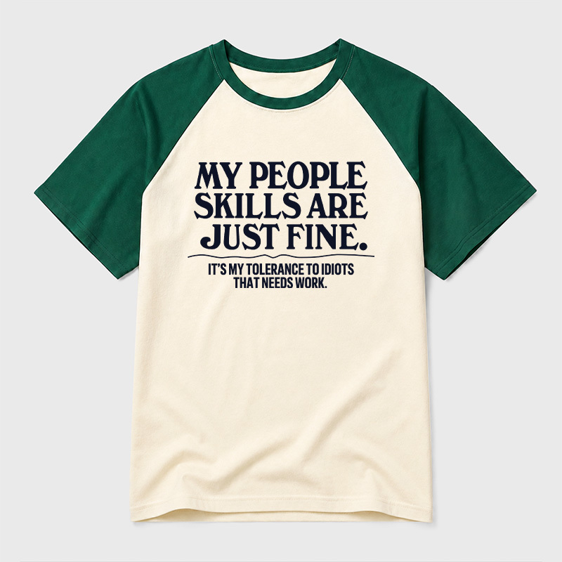 People Skills Fine Edition Geek Retro Raglan T-Shirt