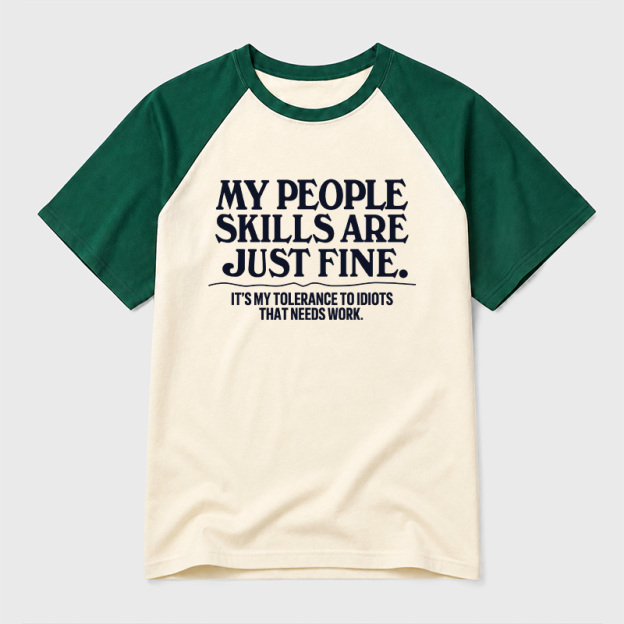 People Skills Fine Edition Geek Retro Raglan T-Shirt