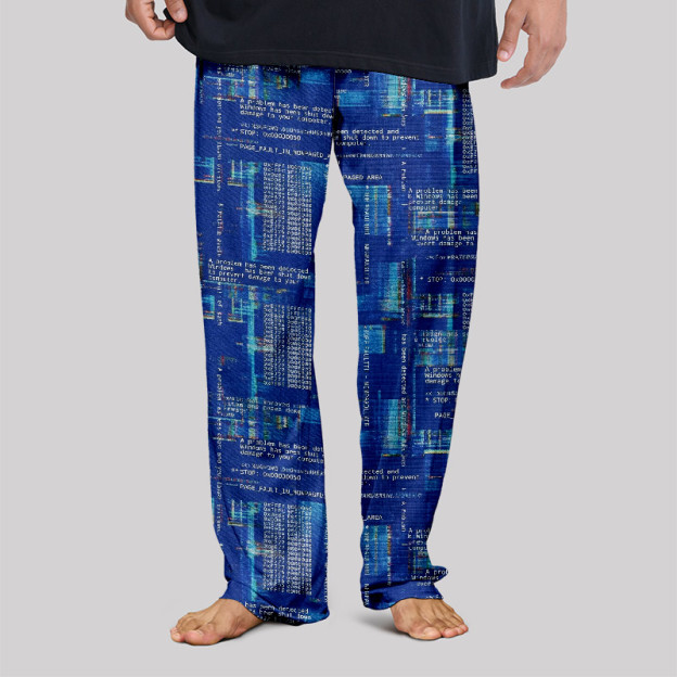 Blue Cyber Code Pattern Geek Loungewear Pants