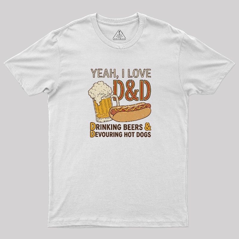 Drinking Beer Devouring Hot Dogs Geek T-Shirt
