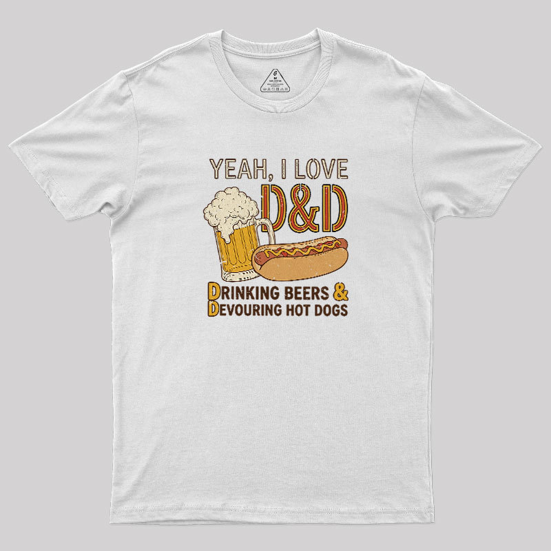 Drinking Beer Devouring Hot Dogs Geek T-Shirt
