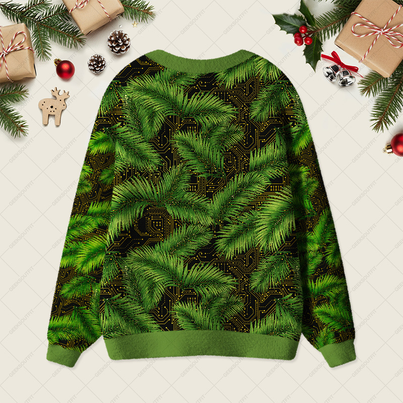 Floral Branch Function Geek Ugly Cardigan Sweaters 