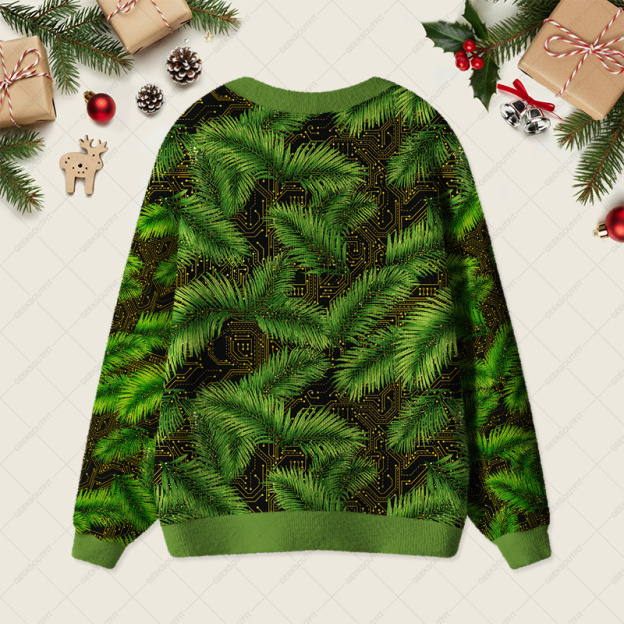 Floral Branch Function Geek Ugly Cardigan Sweaters 