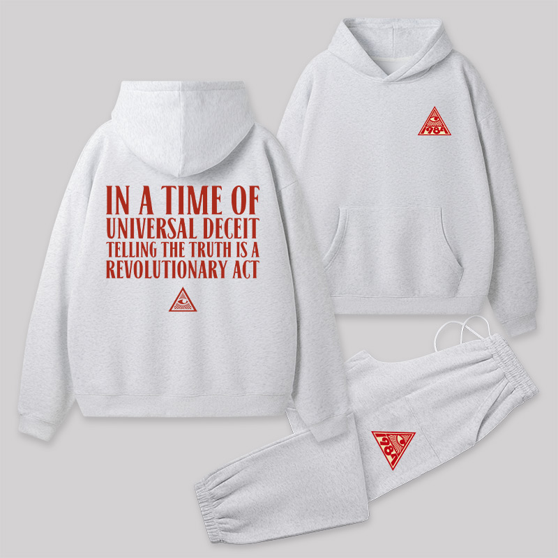 A Revolutionary Act Front and Back Printed Geek Fleece Hoodie Set