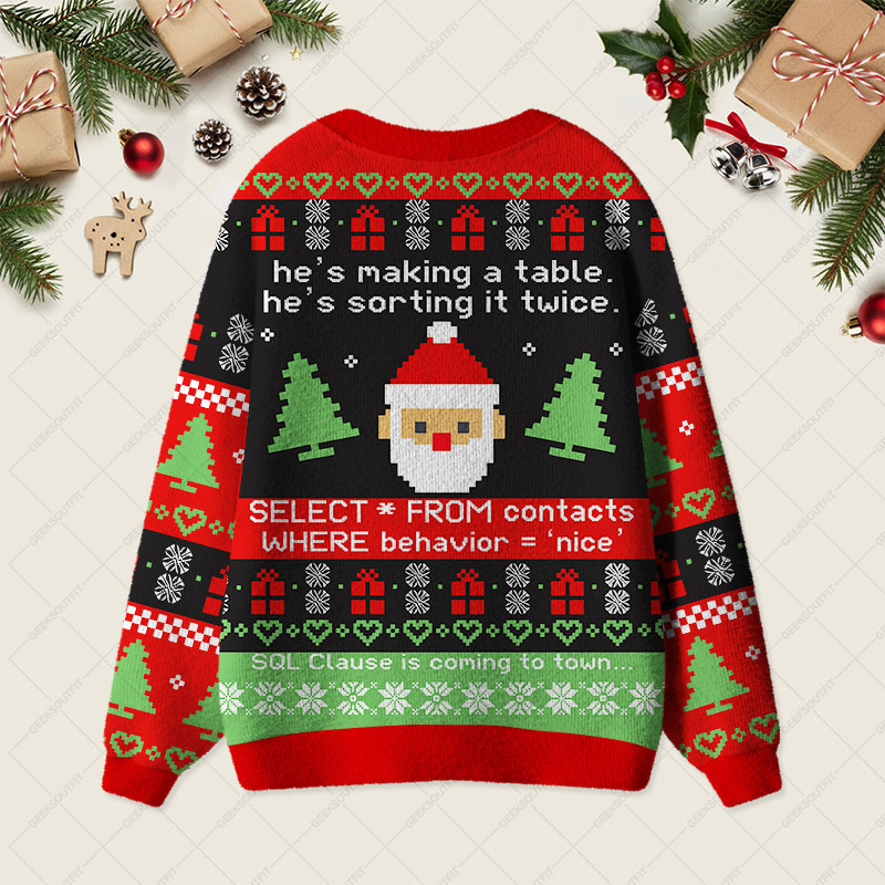Sql Clause Is Coming to Town Geek Ugly Cardigan Sweaters 