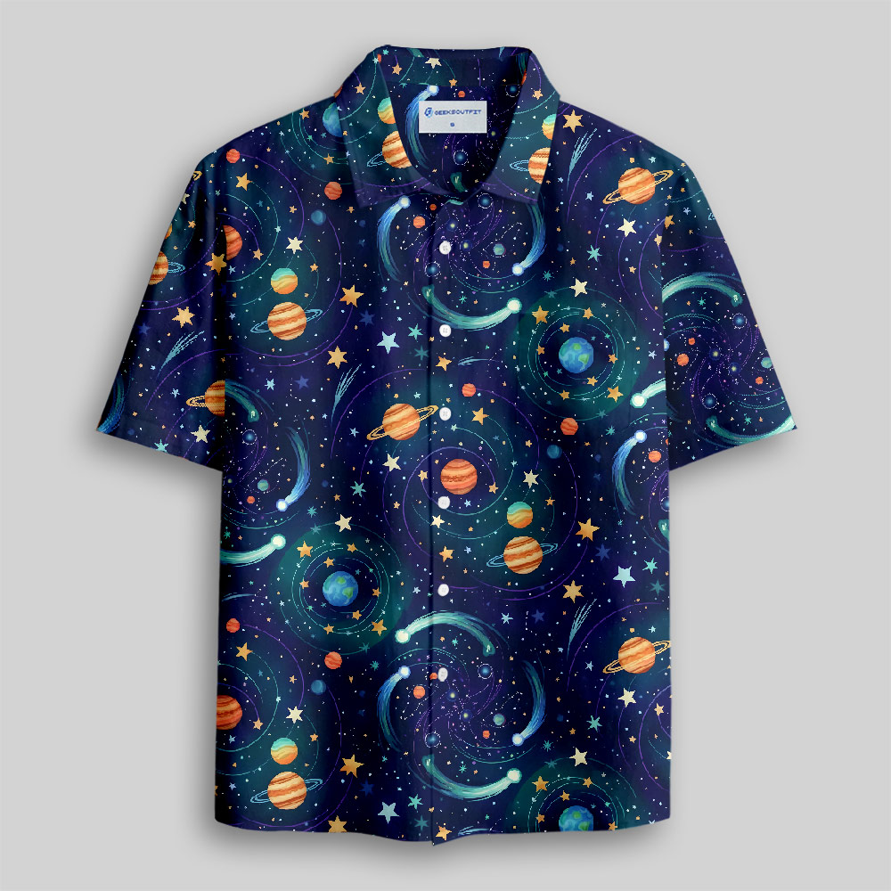 Interstellar Dream Voyage Button Up Pocket Shirt
