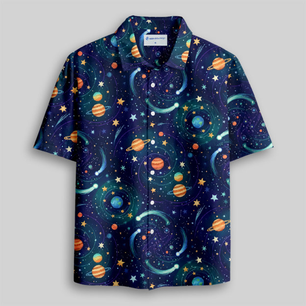 Interstellar Dream Voyage Button Up Pocket Shirt