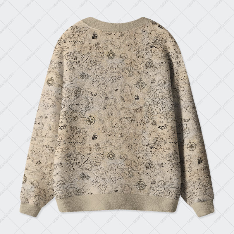 Voyager Scroll Geek Ugly Cardigan Sweaters 