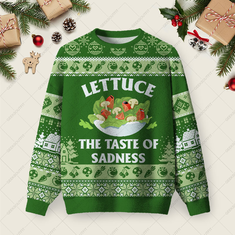 Geeksoutfit The Taste Of Sadness Ugly Christmas Fuzzy Fleece Sweatshirt for Sale