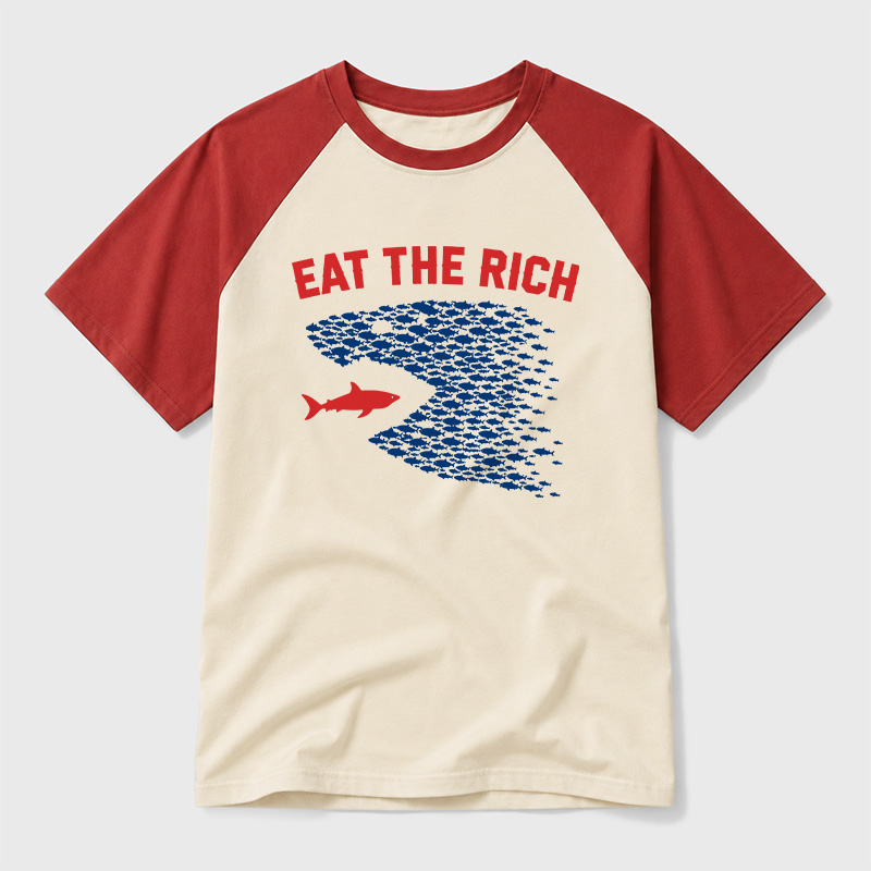 Eat the Rich Fish Wave Geek Retro Raglan T-Shirt