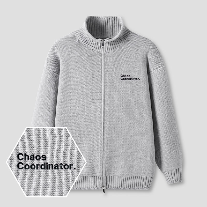 Chaos Coordinator Embroidered Full‑Zip Cardigan