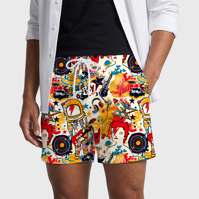 Space Oddity Geek Hawaiian Swim Trunks
