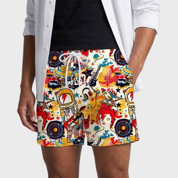 Space Oddity Geek Hawaiian Swim Trunks