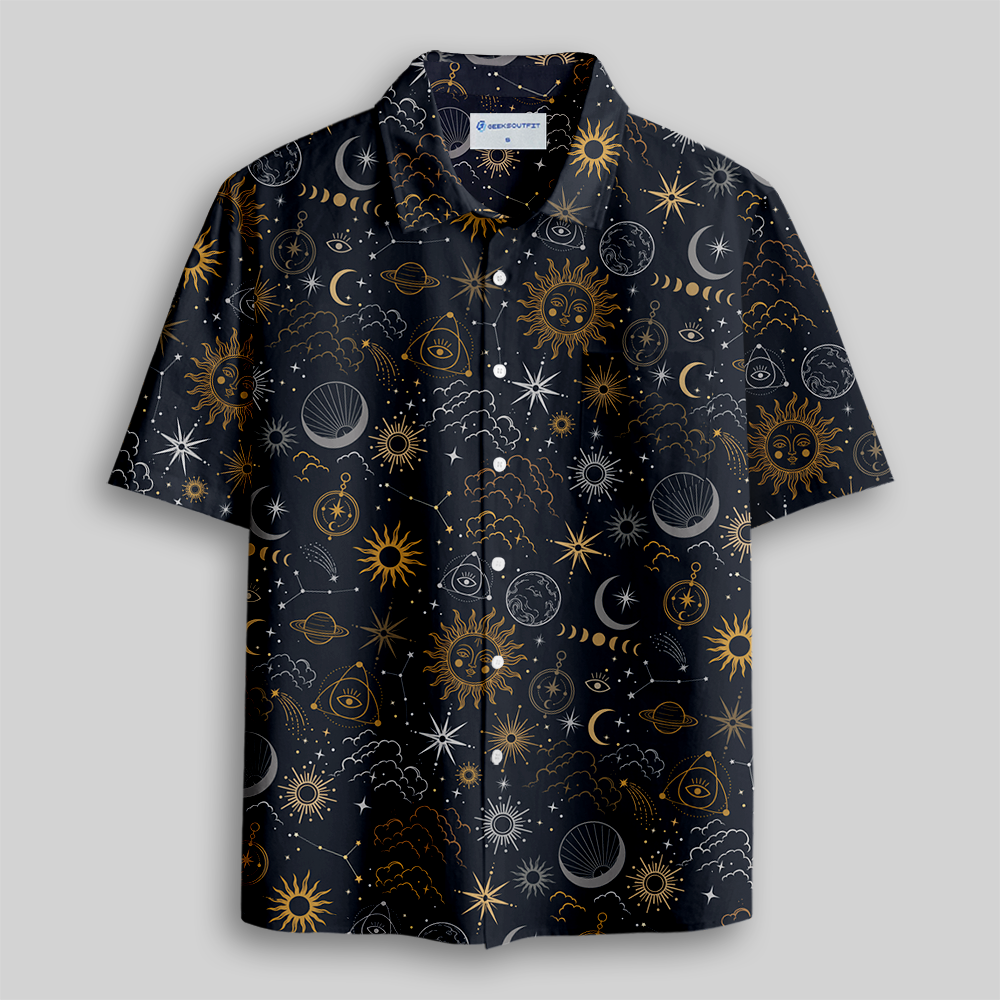 Dark Cosmos Oracle Button Up Pocket Shirt