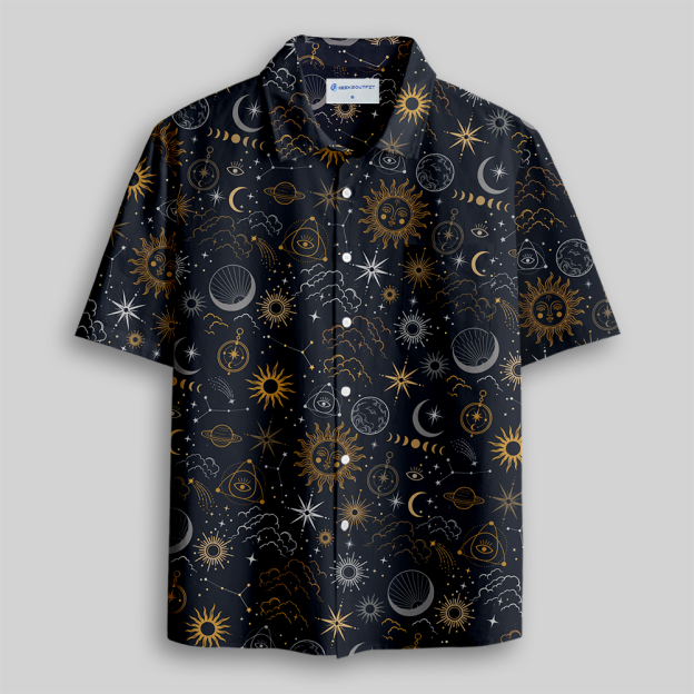 Dark Cosmos Oracle Button Up Pocket Shirt