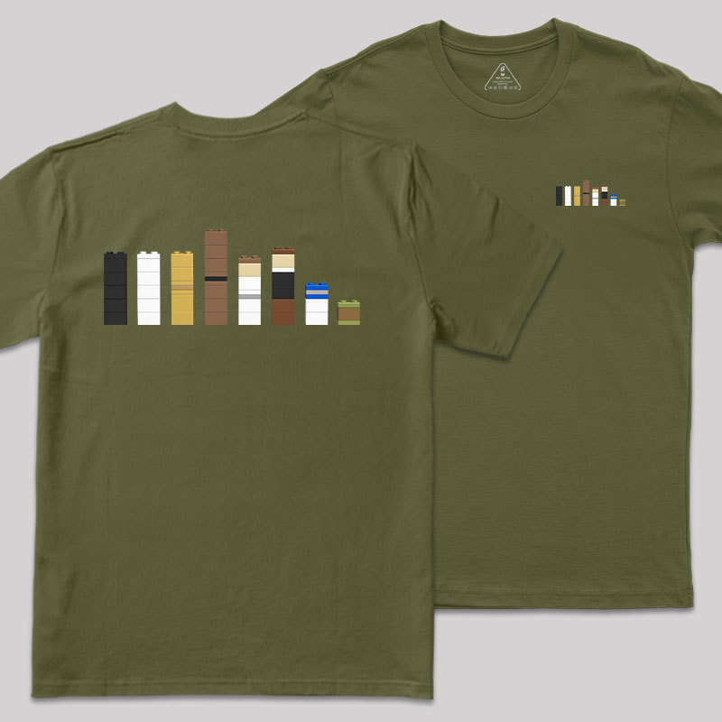 Building Blocks Creative Galactic Color Theory Front and Back Printing Geek T-Shirt