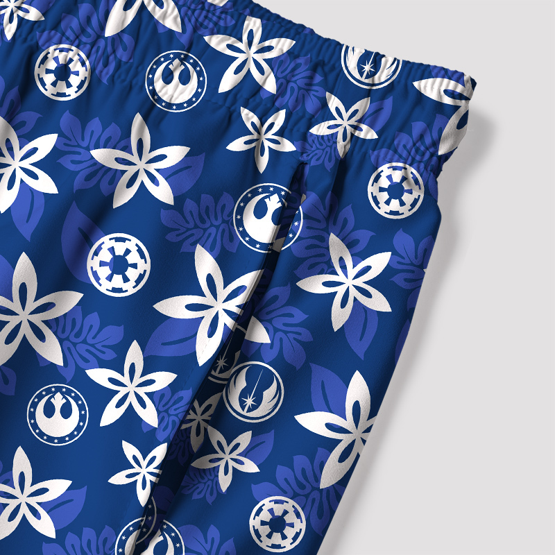 Rebel and Empire Blue Hawaii Geek Hawaiian Swim Trunks
