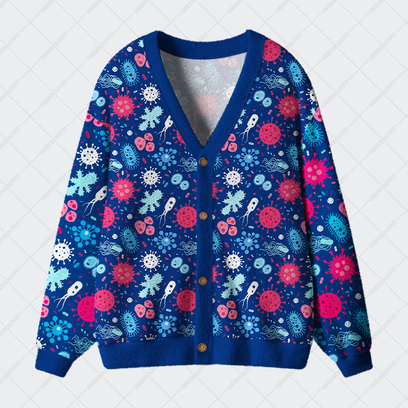 Bacteria Viruses Biology Geek Ugly Cardigan Sweaters 