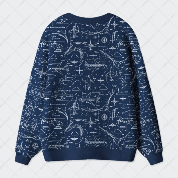 Flight Blueprint Geek Ugly Cardigan Sweaters 