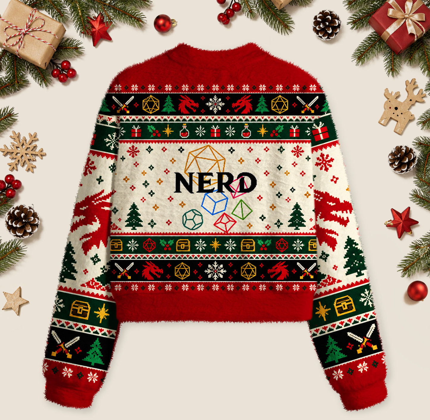 Nerd Geek Women's Fuzzy Fleece Cropped Sweater