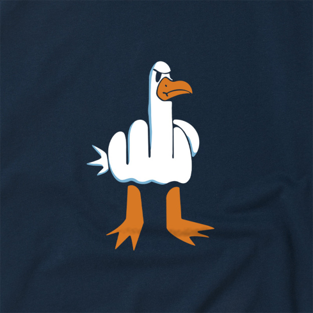 Rude Seagull Design Funny Geek Retro Raglan T-Shirt