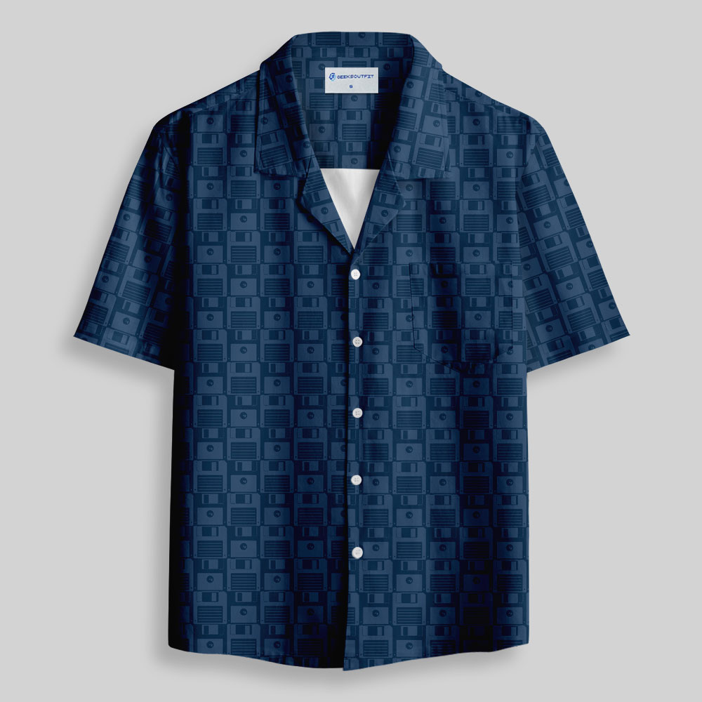 Floppy Disk Button Up Pocket Shirt