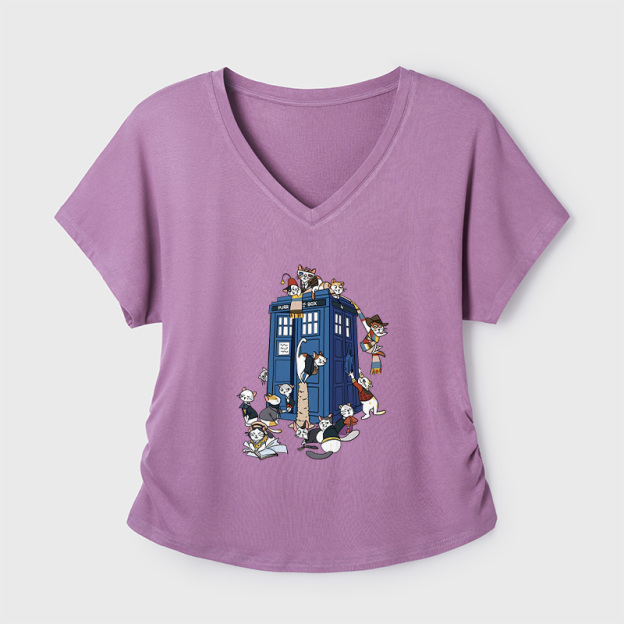 Doctor Cat Geek Dolman Sleeve V-Neck Shirt
