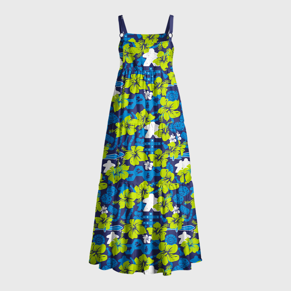 Board Game Hawaii Hibiscus Geek Tiered Cami Maxi Dress