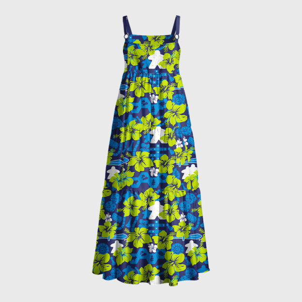 Board Game Hawaii Hibiscus Geek Tiered Cami Maxi Dress