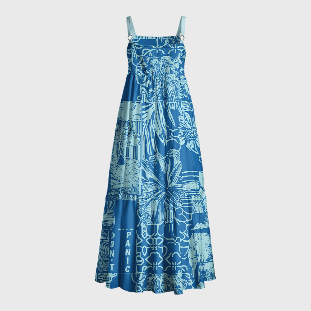 Don't Panic Blue Geek Tiered Cami Maxi Dress