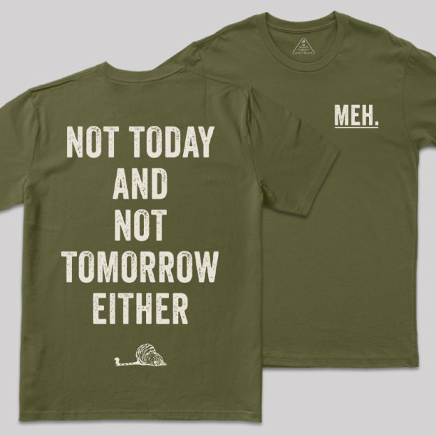 MEH Not Today Front and Back Printing Geek T-Shirt