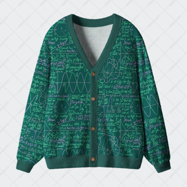 Math Function Curve Green Geek Ugly Cardigan Sweaters 