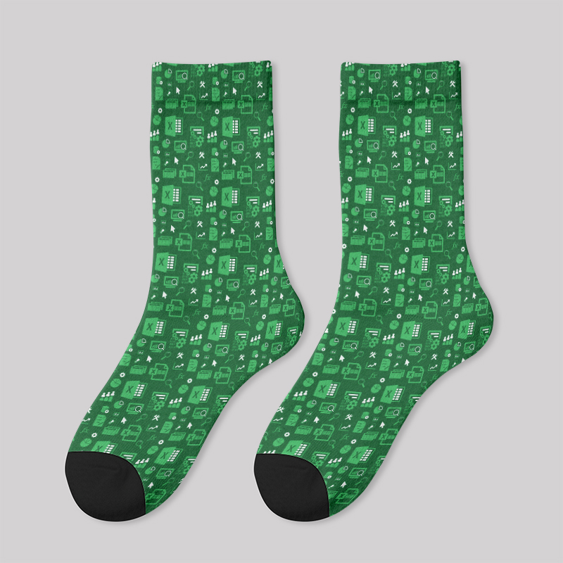 Spreadsheet Chic Green Men's Socks