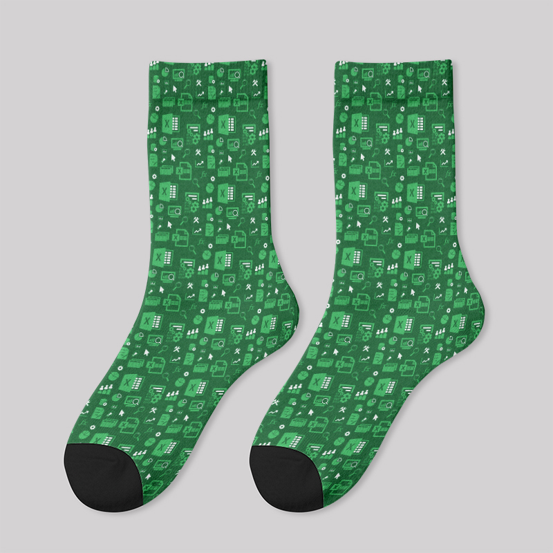 Spreadsheet Chic Green Men's Socks